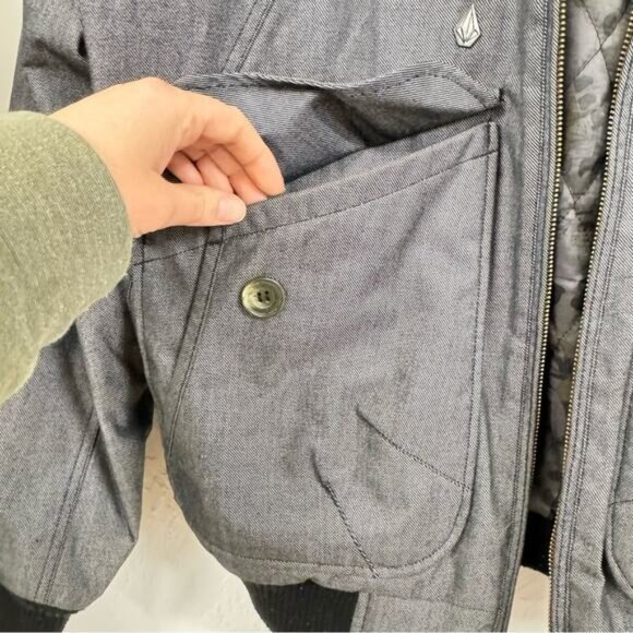 Volcom VS1 Grey Hooded Warm Jacket Coat Mens L - Picture 4 of 10